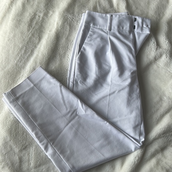 HALOGEN Women's High Waist Stretch Poplin Ankle Pants - Picture 1 of 11